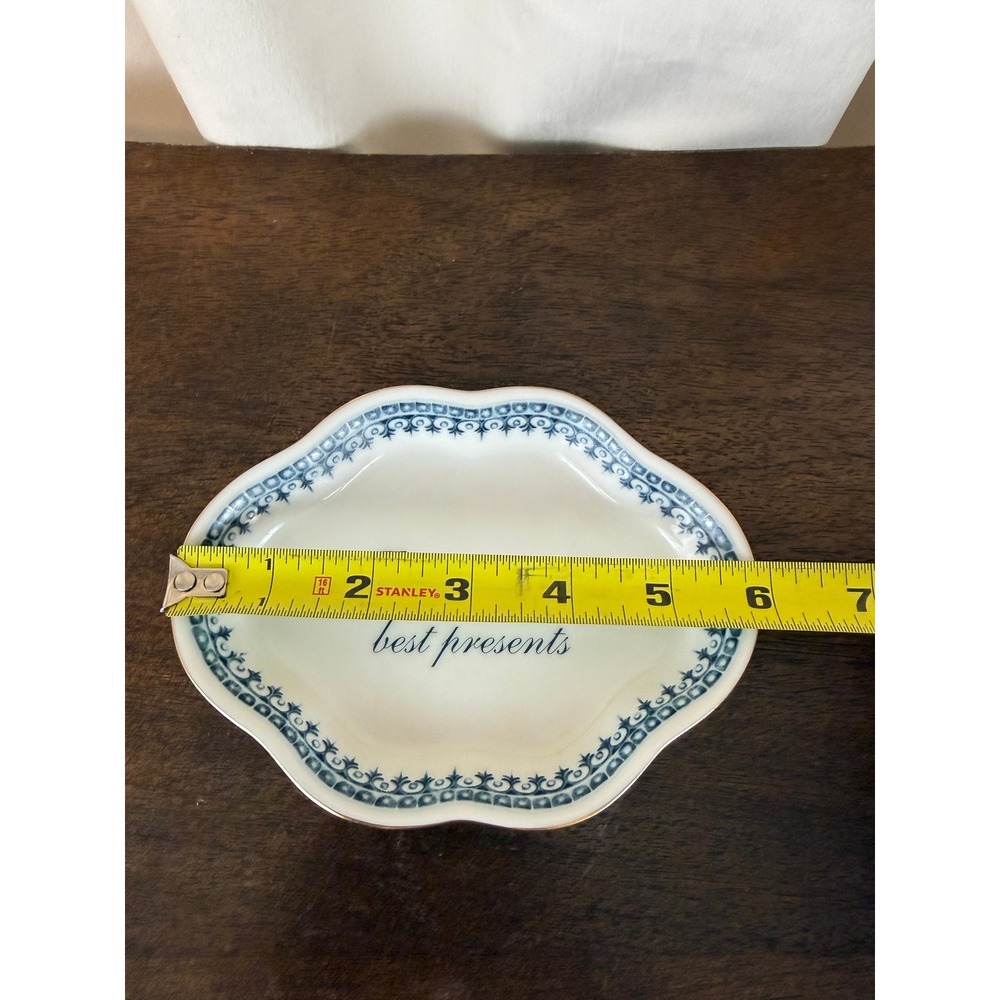 VTG 1980s Gump's SF Andrea by Sadek Blue White "Friends...Presents" Trinket Dish - Picture 9 of 10